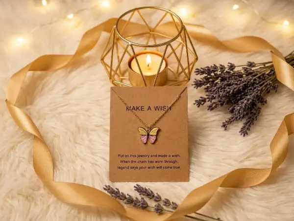 Náhrdelník s přívěskem motýla - Make a Wish
