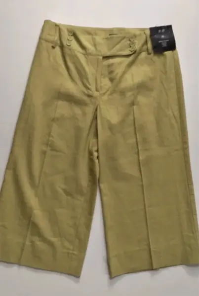 Dámské široké lněné 3/4 kalhoty F&F, kiwi barva, vel. 36