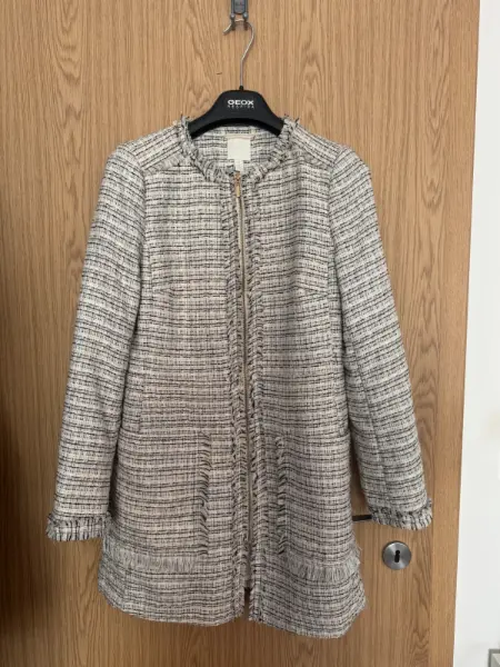 H&M elegantní tvídový kabát / kabátek vel. 38