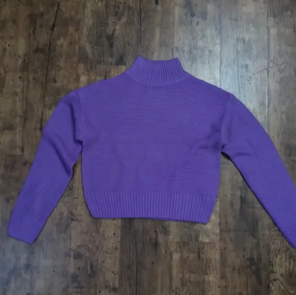 Lila dámský přízový crop svetr  3