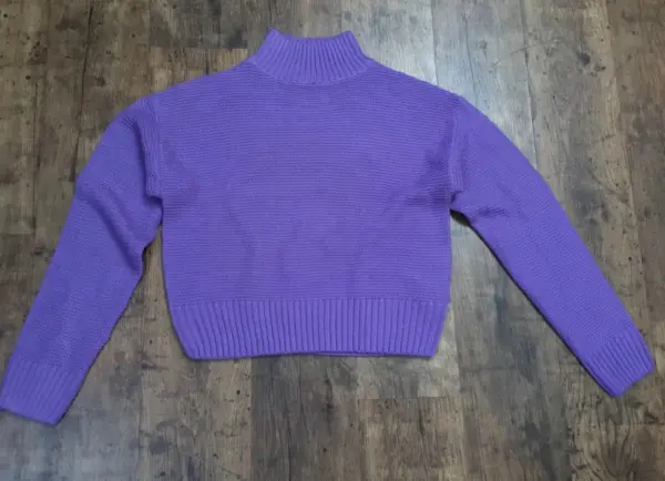 Lila dámský přízový crop svetr  2