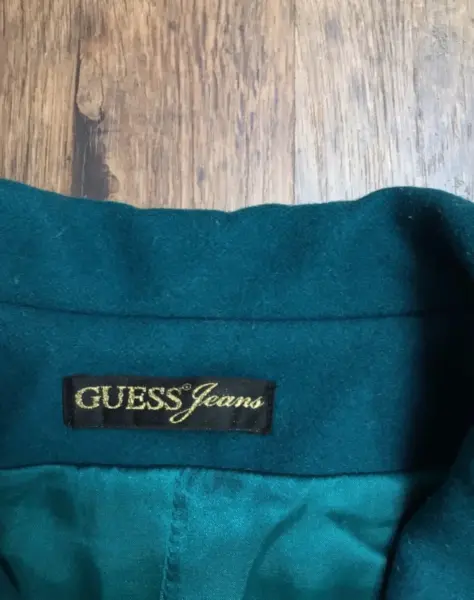 Dámský vlněný  kabát Guess zelené tyrkysové barvy vel S 2