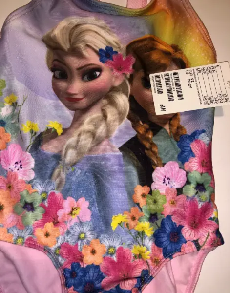 Růžové plavky vcelku, motiv Elsa / Frozen 1½-2y