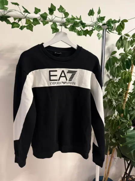 Pánská mikina EA7 Emporio Armani, černobílá